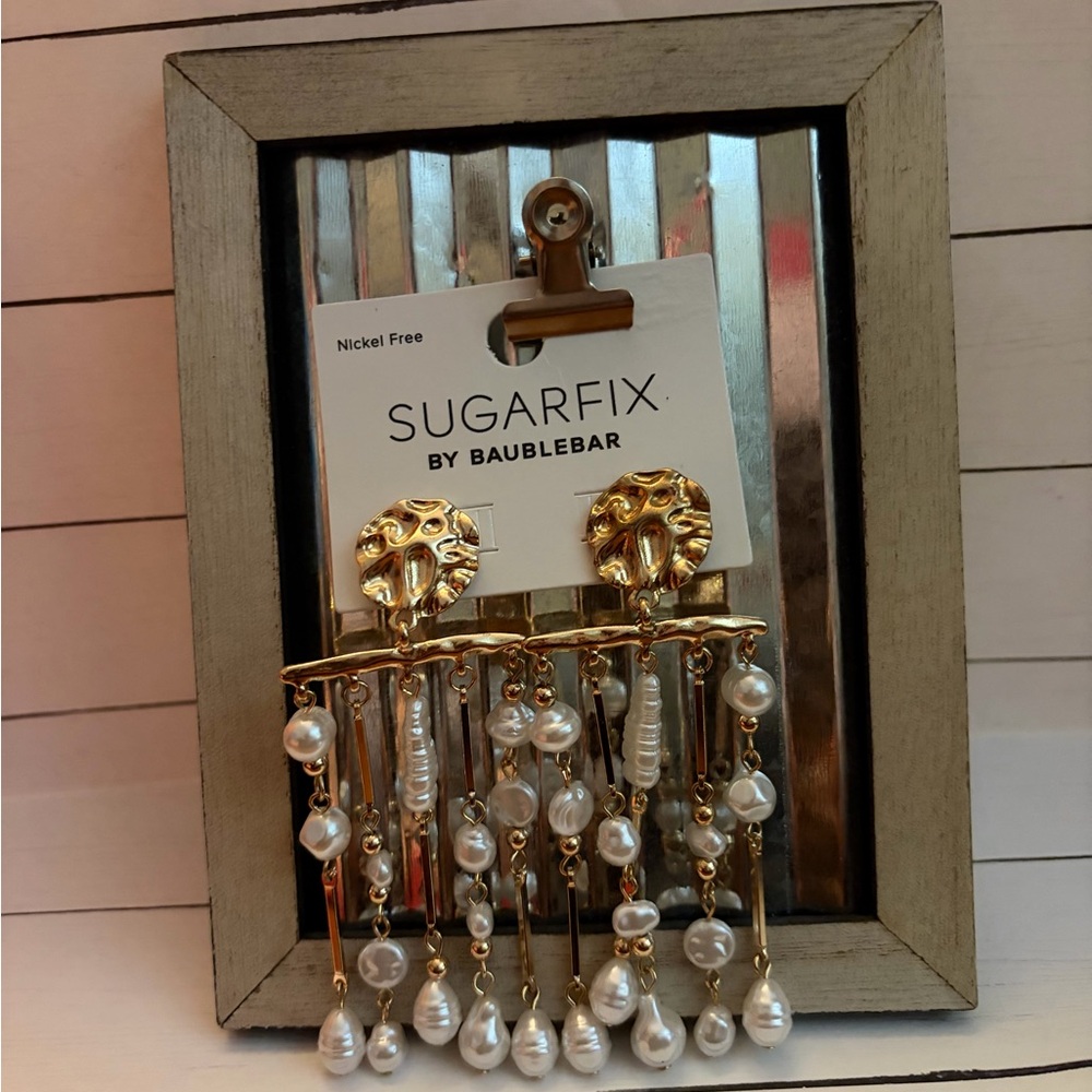 New Sugarfix by Baublebar Gold and Pearl Dangle Earrings